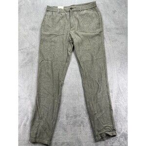 Banana Republic Athletic Pant Mens 34x36 Desert Thyme Linen-Blend Tapered Leg